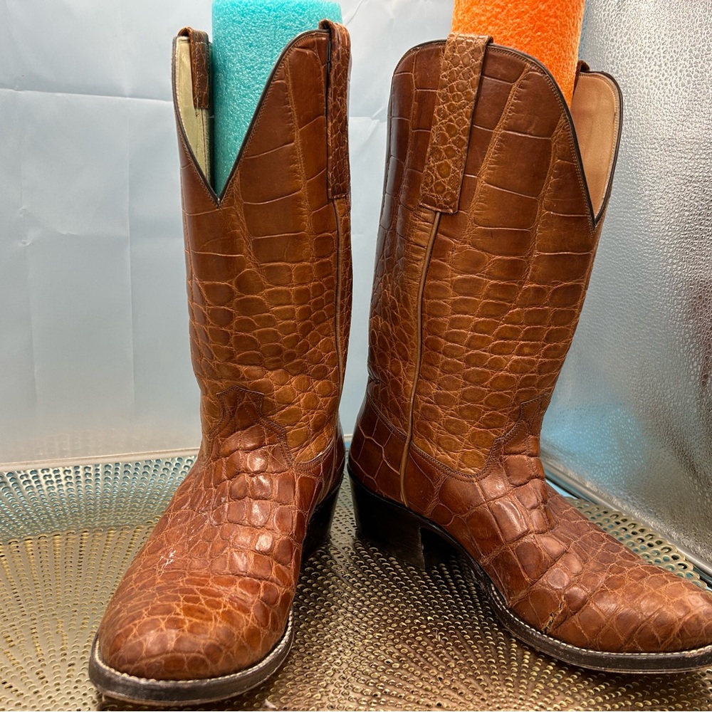 Handmade men 9 exotic croc print cowboy boots